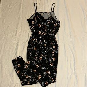 Charlotte Russe Black Floral Jumpsuit